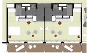Terzo piano della Hochgebirgsklinik Davos (HGK). Nella costruzione a forma di Y si trovano le suite al piano inferiore con corridoio centrale. Le stanze sono ordinate sul lato superiore, una accanto all’altra. Sul lato opposto del corridoio si trovano le stanze adibite ai trattamenti.